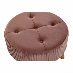 Poggiapiedi DKD Home Decor Naturale Legno Velluto Rosa chiaro (61 x 61 x 38 cm)