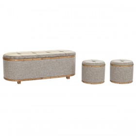 Panca DKD Home Decor   Beige Naturale Legno Metallo Plastica 30 x 40 cm 120 x 44 x 43 cm