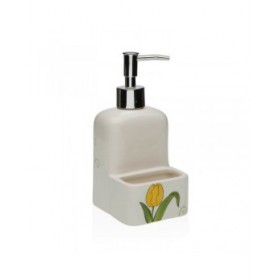 Dispenser di Sapone Versa Ceramica ABS Dolomite Tulipano 9 x 18,5 x 8 cm