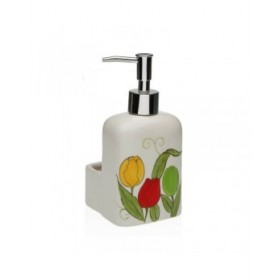 Dispenser di Sapone Versa Ceramica ABS Dolomite Tulipano 9 x 18,5 x 8 cm