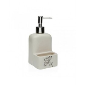 Dispenser di Sapone Versa Ceramica ABS Dolomite Fiori 9 x 18,5 x 8 cm