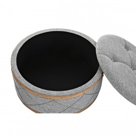 Panca DKD Home Decor   Naturale Legno Poliestere Grigio chiaro (80 x 80 x 43 cm)