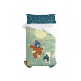 Set di copripiumino HappyFriday Mr Fox The warrior Multicolore Singolo 2 Pezzi
