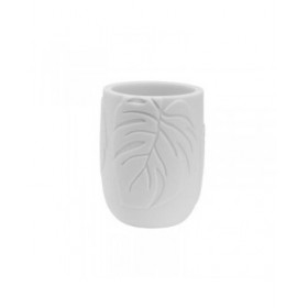 Portaspazzolini da Denti Versa Palm Bianco Resina 7 x 9 x 7 cm