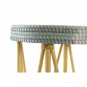 Poggiapiedi DKD Home Decor Naturale Turchese Bianco Rattan Tropicale Erba di mare (41 x 41 x 42 cm)