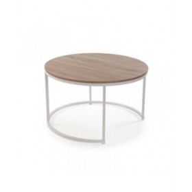 Set di 2 tavoli Versa Aurea Bianco 48 x 48 x 42 cm 80 x 80 x 48 cm
