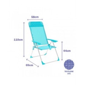 Marbueno Sedia Pieghevole 5 Posizioni Alluminio con Cuscino Turchese Spiaggia e Piscina 69X58X110 cm 10311