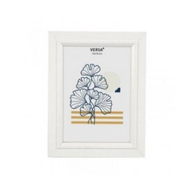 Cornice Portafoto Versa Bianco Legno MDF Vintage 1,5 x 22 x 17 cm