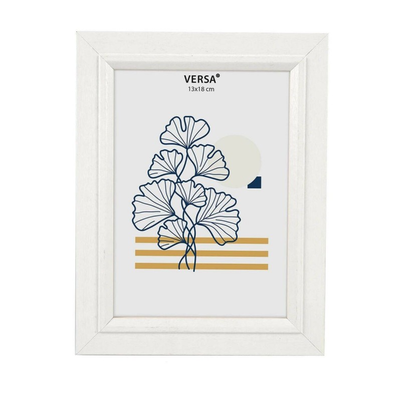 Cornice Portafoto Versa Bianco Legno MDF Vintage 1,5 x 22 x 17 cm