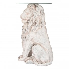 Tavolo aggiuntivo DKD Home Decor Leone 52 x 44 x 72 cm Cristallo Grigio Metallo Bianco Magnesio