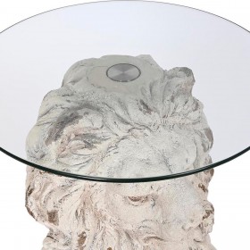 Tavolo aggiuntivo DKD Home Decor Leone 52 x 44 x 72 cm Cristallo Grigio Metallo Bianco Magnesio