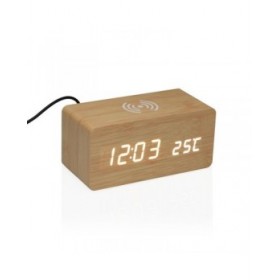 Orologio-Sveglia Versa Legno MDF Minimalista 7 x 7 x 15 cm