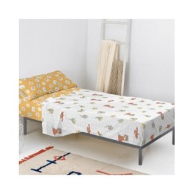 Set di Lenzuola HappyFriday Mr Fox World Trip Multicolore Singolo 2 Pezzi