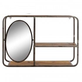 Scaffale DKD Home Decor Nero Marrone scuro Legno Metallo Specchio 73 x 19 x 50 cm