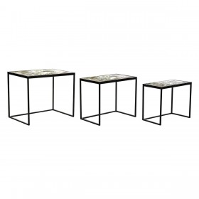 Set di 3 tavoli DKD Home Decor Nero Verde Dorato 60 x 40 x 50 cm