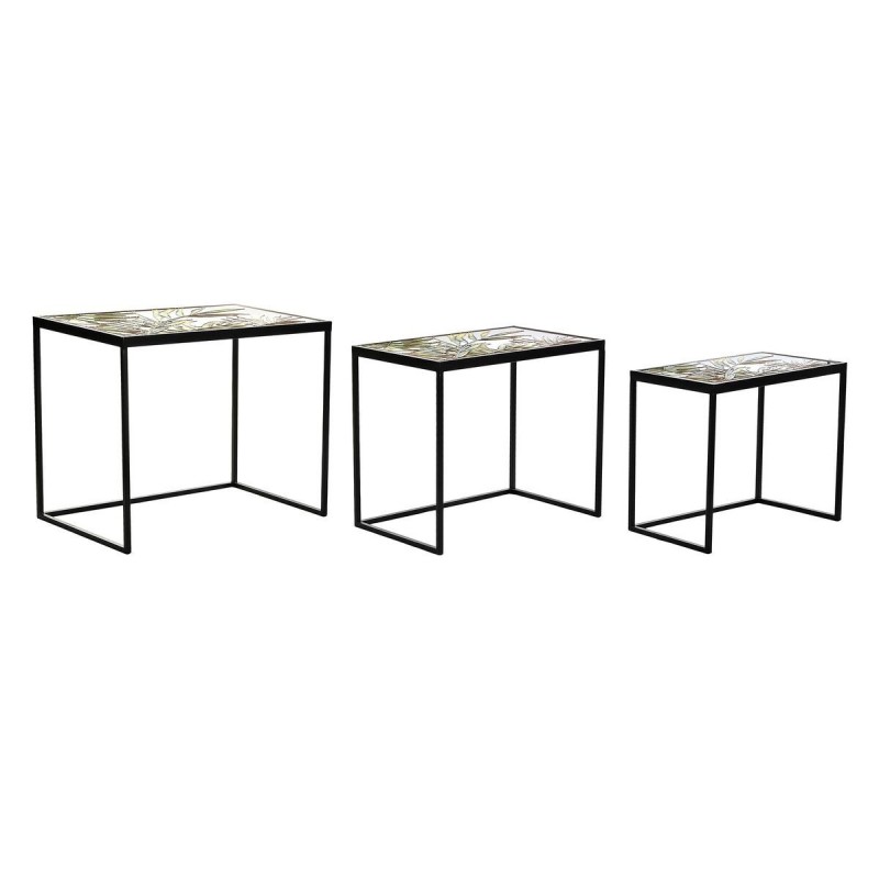 Set di 3 tavoli DKD Home Decor Nero Verde Dorato 60 x 40 x 50 cm