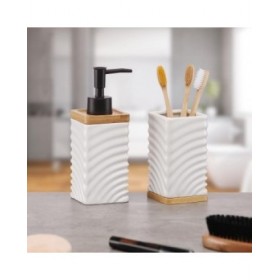 Portaspazzolini da Denti Versa Bianco Ceramica Bambù