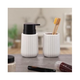 Dispenser di Sapone Versa Bianco Ceramica Bambù