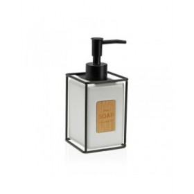 Dispenser di Sapone Versa Bianco Nero Ceramica Plastica 6 x 8 x 16 cm