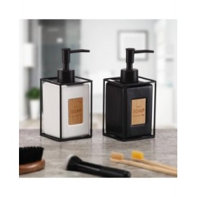 Dispenser di Sapone Versa Bianco Nero Ceramica Plastica 6 x 8 x 16 cm