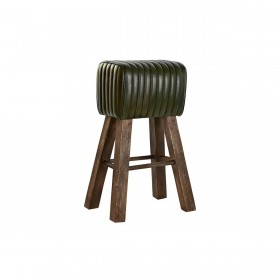 Sgabello DKD Home Decor Legno Marrone Pelle Verde (41 x 30 x 79 cm)