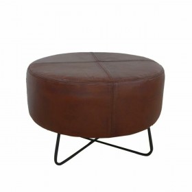 Poggiapiedi DKD Home Decor Nero Metallo Marrone Pelle (55 x 55 x 37 cm)