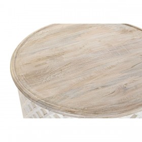 Tavolino da Caffè DKD Home Decor Bianco Naturale Alluminio Legno di mango 81 x 81 x 45 cm