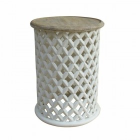 Tavolo aggiuntivo DKD Home Decor Bianco Naturale Legno di mango 45 x 45 x 62 cm