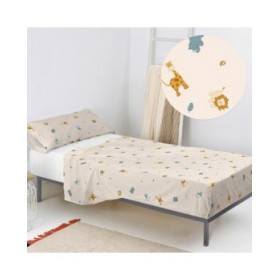 Set di Lenzuola HappyFriday  HF Mini Animals Multicolore Singolo 2 Pezzi