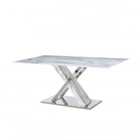 Tavolo da Pranzo DKD Home Decor Cristallo Argentato Grigio Acciaio Bianco 180 x 90 x 78 cm