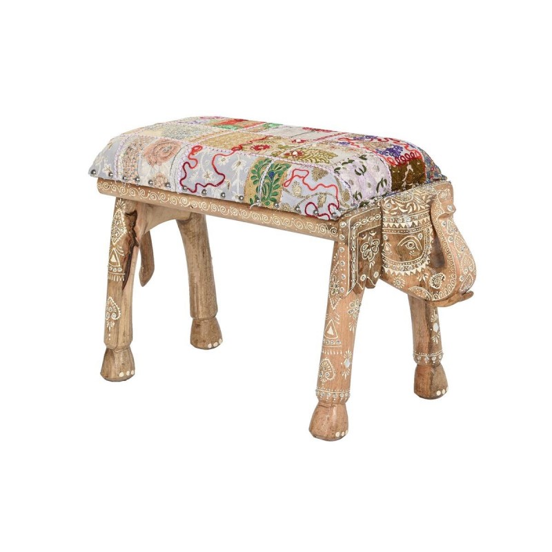 Panca DKD Home Decor Multicolore Poliestere Legno di mango 65 x 31,7 x 38 cm Elefante