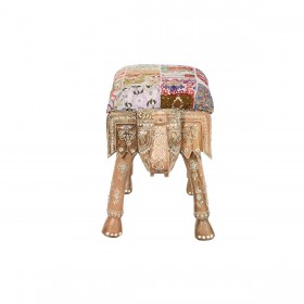 Panca DKD Home Decor Multicolore Poliestere Legno di mango 65 x 31,7 x 38 cm Elefante