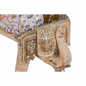 Panca DKD Home Decor Multicolore Poliestere Legno di mango 65 x 31,7 x 38 cm Elefante