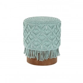 Poggiapiedi DKD Home Decor Legno Marrone Cotone Menta (43 x 43 x 52 cm) (40 x 40 x 50 cm)