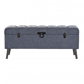 Cassapanca DKD Home Decor Azzurro Metallo Poliestere MDF (121 x 42 x 53 cm)