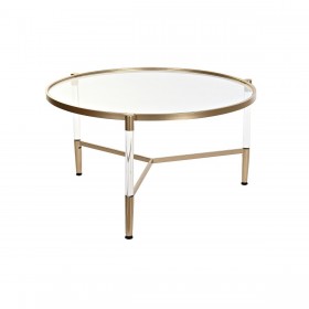 Tavolino da Caffè DKD Home Decor Glamour Trasparente Dorato Acrilico Metallo 87 x 87 x 50 cm