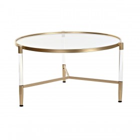Tavolino da Caffè DKD Home Decor Glamour Trasparente Dorato Acrilico Metallo 87 x 87 x 50 cm
