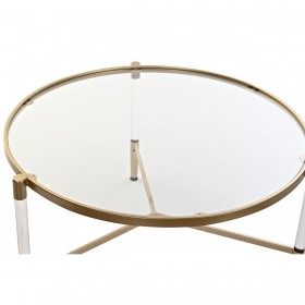 Tavolino da Caffè DKD Home Decor Glamour Trasparente Dorato Acrilico Metallo 87 x 87 x 50 cm