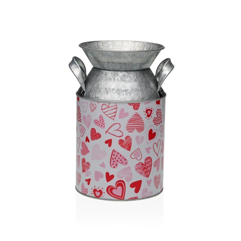 Vaso Versa Rosso Metallo Cuori 13 x 15,5 x 21 cm