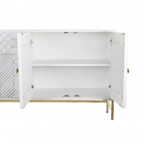 Credenza DKD Home Decor Rombos Bianco Ottone Legno di mango (157 x 43 x 84 cm)