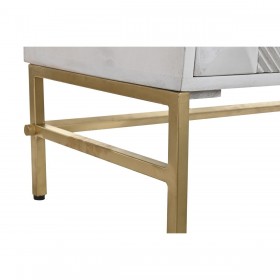 Credenza DKD Home Decor Rombos Bianco Ottone Legno di mango (157 x 43 x 84 cm)