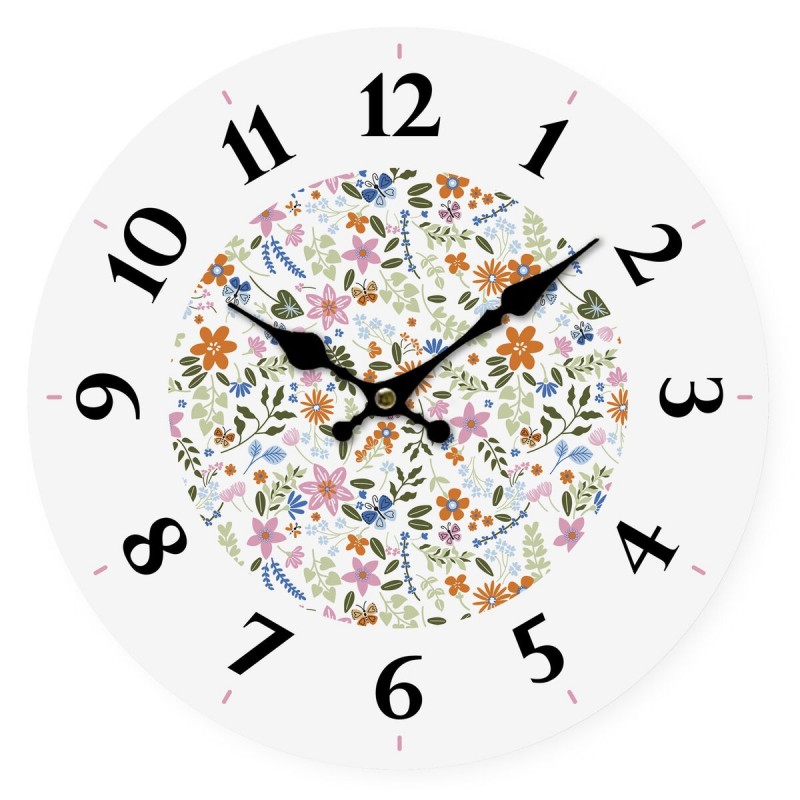 Orologio da Parete Versa Legno Fiori 4 x 30 x 30 cm