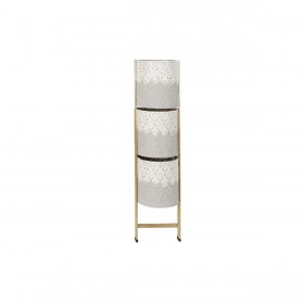 Vaso DKD Home Decor Bianco Grigio Dorato Bicolore Metallo Ferro Decapaggio 45 x 33 x 92,8 cm Rotondo (2 Unità)