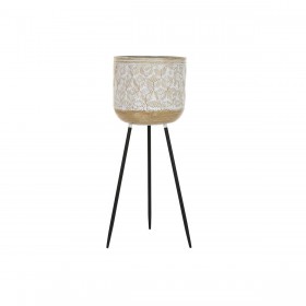 Vaso DKD Home Decor Bianco Bicolore Metallo 31 x 31 x 86 cm (2 Unità)