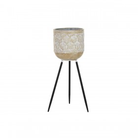 Vaso DKD Home Decor Nero Dorato Metallo Bianco Bicolore (26 x 26 x 70 cm)