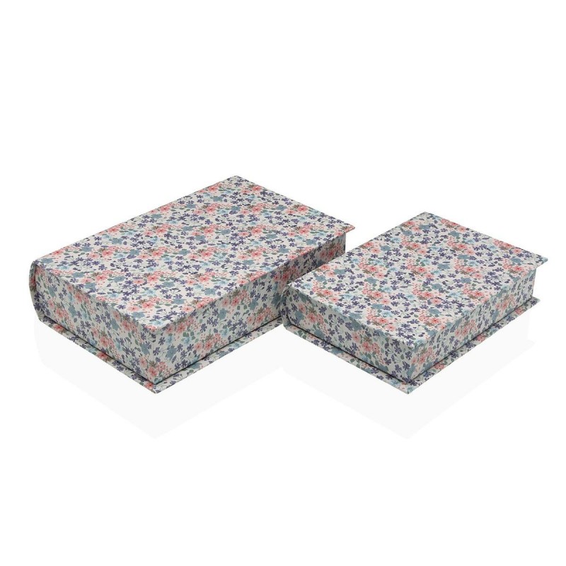 Scatola Decorativa Versa Tela Legno MDF Fiori Libro