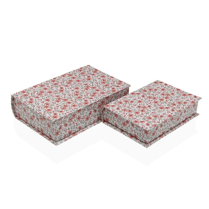 Scatola Decorativa Versa Tela Legno MDF Libro Rose
