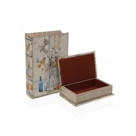 Scatola Decorativa Versa Tela Legno MDF Albero