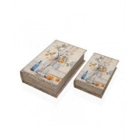 Scatola Decorativa Versa Tela Legno MDF Albero