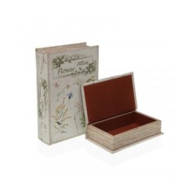 Scatola Decorativa Versa Tela Legno MDF Fiori